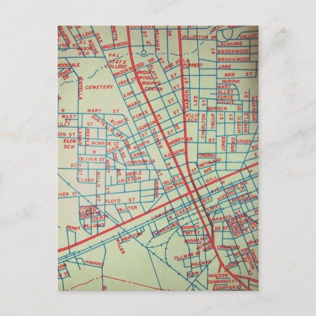 Valdosta, GA Vintage Karte (Vorderseite)