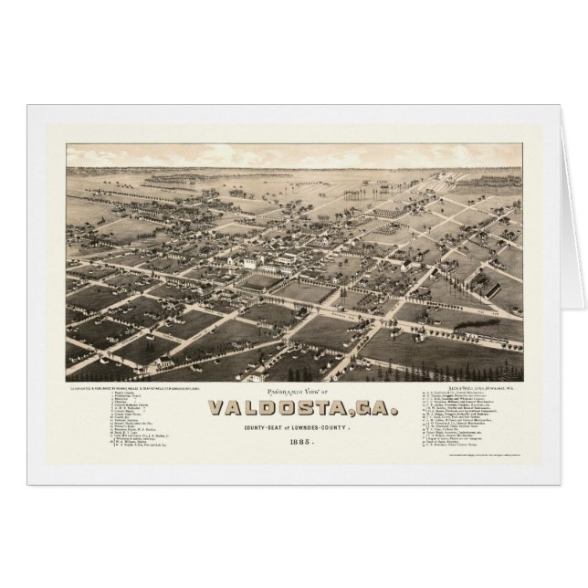 Valdosta, panoramische Karte GA - 1885 (Vorderseite (Horizontal))