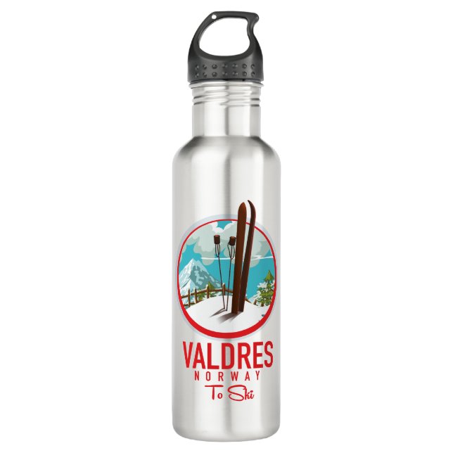 Valdres Ski Logo Edelstahlflasche (Vorderseite)