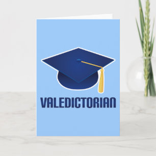 Valedictorian-blaue Absolvent-Hut-Abschluss-Karte Karte