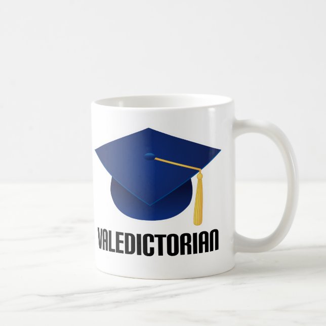 Valedictorian-blauer Absolvent-Hut Tasse (Rechts)