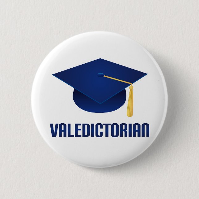 Valedictorian-blaues Button (Vorderseite)