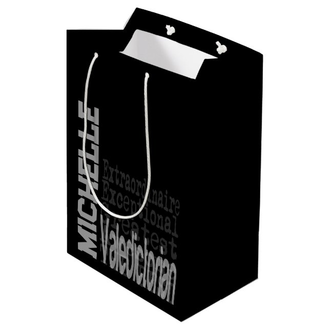 Valedictorian Extraordinaire CUSTOM Mittlere Geschenktüte (Rückseite Schrägansicht)