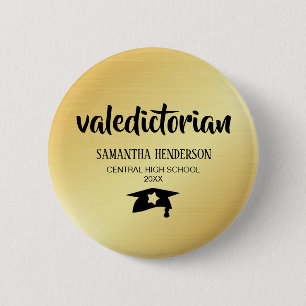 Valedictorian Gold Personalisiert Abschluss Button