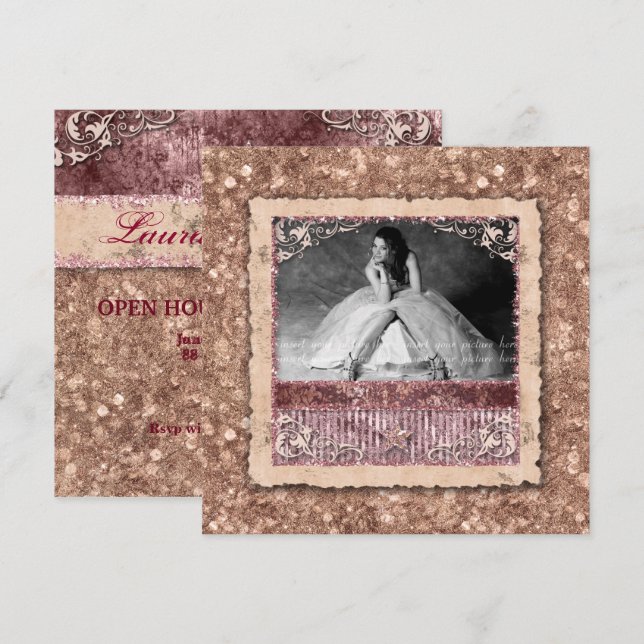 Valedictorian Grad Weihnachtsfeier Rose Gold Star Einladung (Vorne/Hinten)