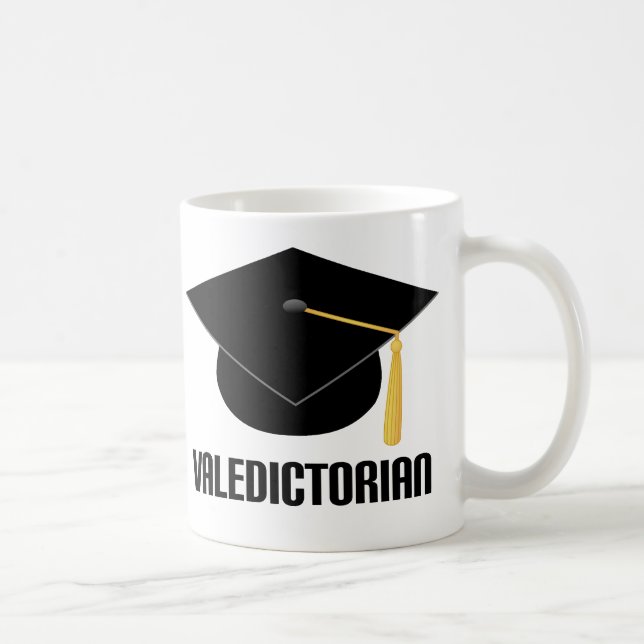 Valedictorian-schwarzer Absolvent-Hut Tasse (Rechts)