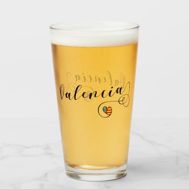 Valencia Flag Herz, Valencia, Spanien Glas (Vorne (Gefüllt))