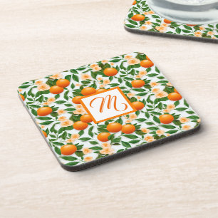 Valencia Orange Blossom Monogram Getränkeuntersetzer
