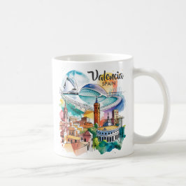 Valencia Spain Cityscape Watercolor Travel Custom Kaffeetasse