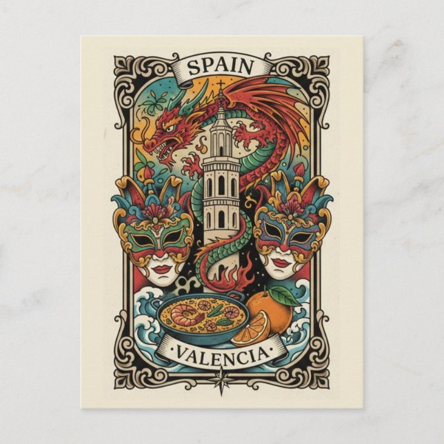Valencia Spain Travel Postkarte (Vorderseite)