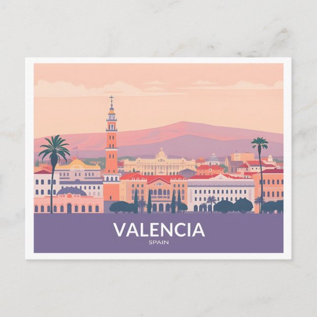 Valencia Spanien Altstadt Pastel Reisen Postkarte (Vorderseite)