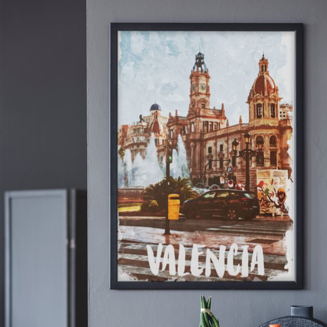 Valencia Spanien Architektur Reisen Poster (Valencia Spain Vintage Travel Poster)