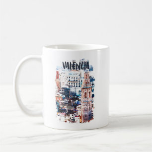 Valencia Spanien Architektur Wasserfarben Stadt Kaffeetasse