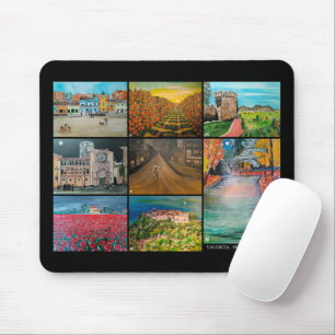 Valencia Spanien Collage-Malerei von Alfred Fox Mousepad