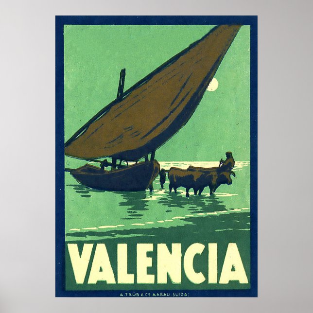 Valencia, Spanien, Fischerboot, Vintag Poster (Vorne)