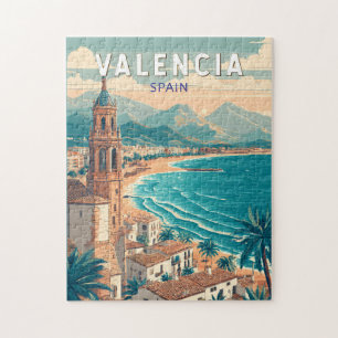 Valencia Spanien Illustration Reisen Vintag Puzzle