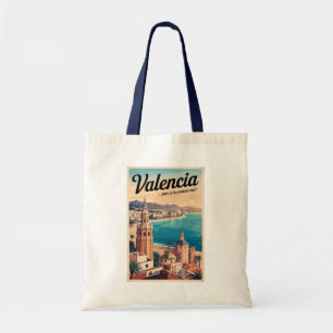 Valencia Spanien Küste Illustration Reisen Art Ret Tragetasche