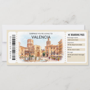 Valencia Spanien Reise Bordkarte Ticket Einladung