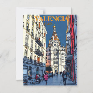 Valencia Spanien Reise Kunst Vintage Postkarte