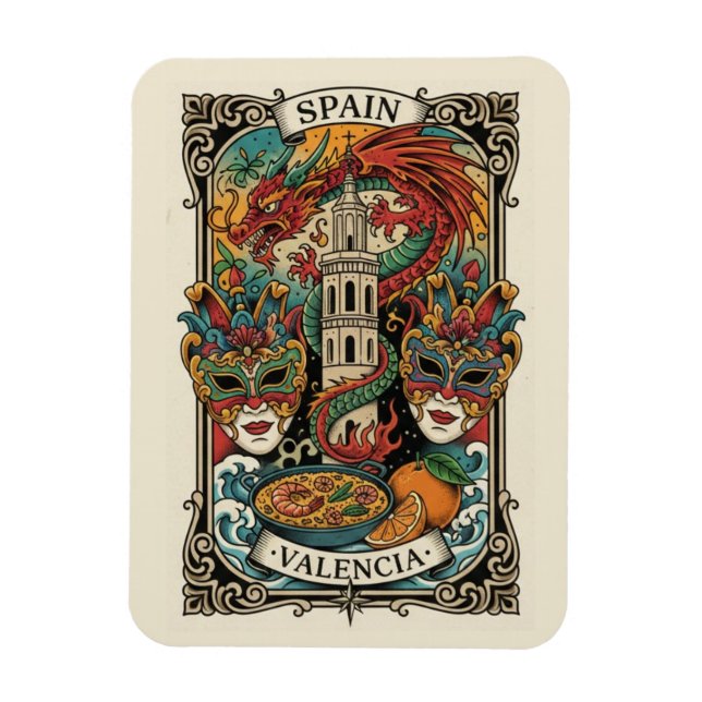 Valencia Spanien Reise Magnet (Vertikal)