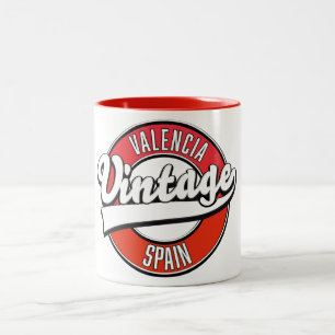 Valencia Spanien Retro-Stil Logo Zweifarbige Tasse
