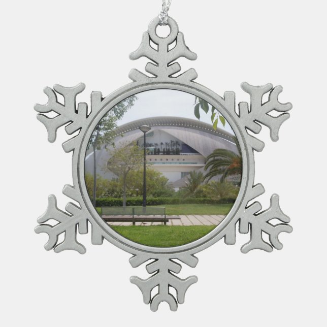 Valencia, Spanien Schneeflocken Zinn-Ornament (Vorderseite)