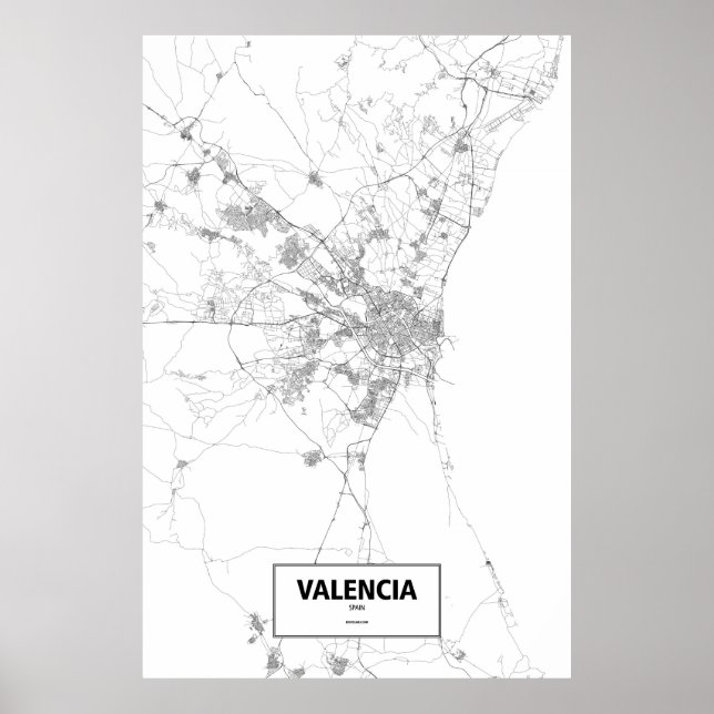 Valencia, Spanien (schwarz auf weiß) Poster (Vorne)