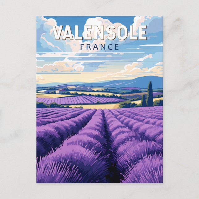 Valensole France Travel Art Vintag Postkarte (Vorderseite)