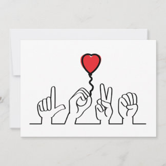 Valentijnsdag. Doof, gebarentaal love - liefde. Karte