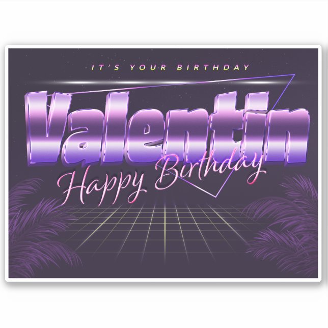 Valentin Name Vorname retro Sticker Geburtstag (Vorderseite)