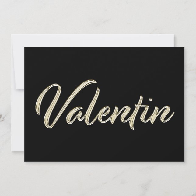 Valentin Name white gold Handwriting Karte (Vorderseite)