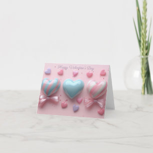 Valentin von rosa und blauen Herzen begrüßt Karte