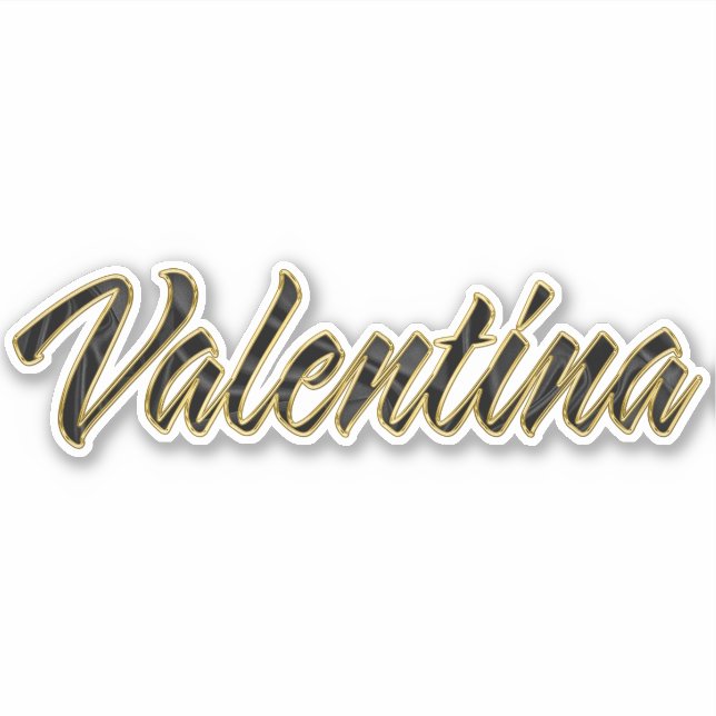Valentina black gold Lettering Aufkleber Sticker (Vorderseite)