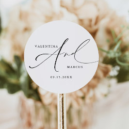 VALENTINA Chic Elegante Calligraphy Script Wedding Runder Aufkleber