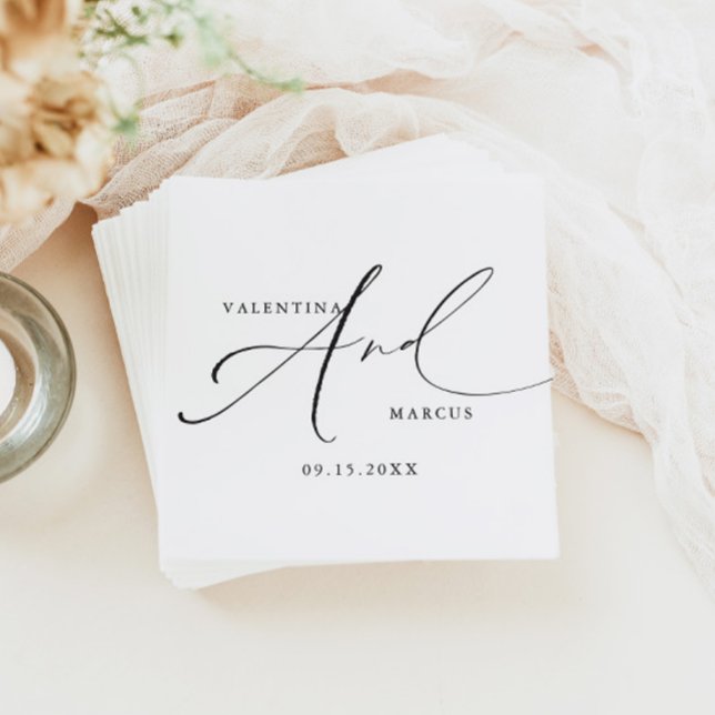 VALENTINA Chic Elegante Calligraphy Script Wedding Serviette (Von Creator hochgeladen)