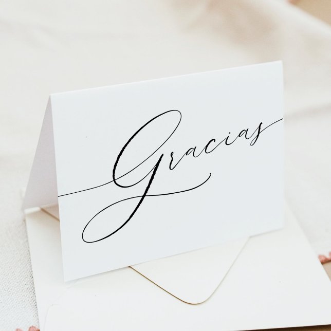 VALENTINA Elegante Typografie Script Gracias Dankeskarte (Von Creator hochgeladen)