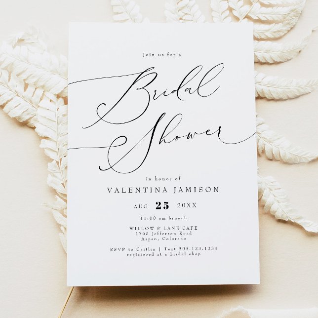VALENTINA Elegantes Minimalistisches Script-Brautp Einladung (Elegant Calligraphy Script Bridal Shower Invitation )