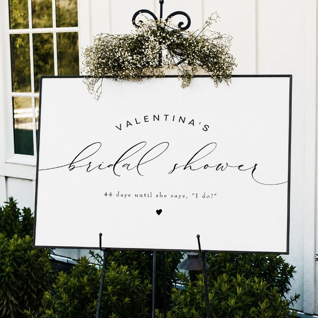 VALENTINA Modernes, elegantes Script-Brautparty Poster (Elegant Landscape Calligraphy Script Bridal Shower Welcome Sign)
