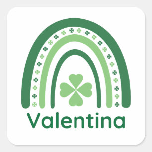Valentina Name Clover Boho Regenbogen Quadratischer Aufkleber