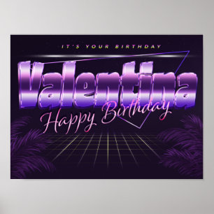 Valentina Name Vorname Retroposter Geburtstag Poster