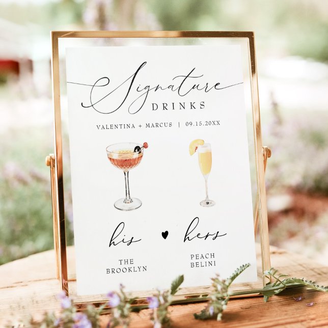 VALENTINA Script Signature Drink Hochzeit Bar Poster (Von Creator hochgeladen)