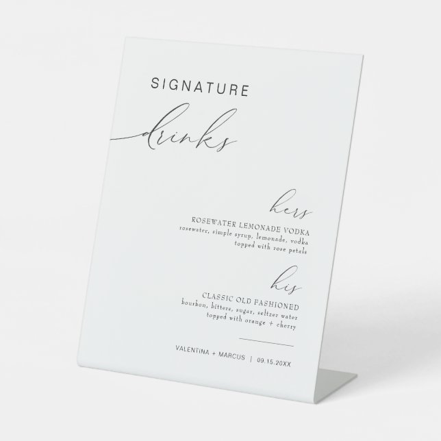 VALENTINA Seiner und ihrer Unterschrift Drinks Coc Sockelschild (Vorderseite)