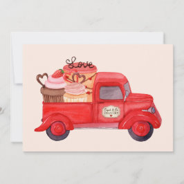 Valentinas Cupiden liefern Red Watercolor Truck Feiertagskarte