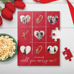 Valentinas Heiratsvorschlag wird mir XO gefallen Puzzle<br><div class="desc">Pop die Frage am valentiner Tag mit unserem lustigen und trendigen, wirst du mich heiraten? maßgeschneidertes 5-Foto-Layout-Puzzle. Unser Design bietet Ihnen ein lustiges Design mit Herz-Formen, damit Sie Ihre eigenen Bilder hinzufügen können. "Heiraten Sie mich?" ist in einem trendigen, schwarzen typografischen Design entworfen. Angepasst mit dem Namen des Empfängers für...</div>