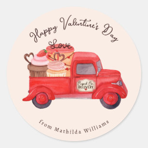 Valentinas Lieferroter Lkw Runder Aufkleber