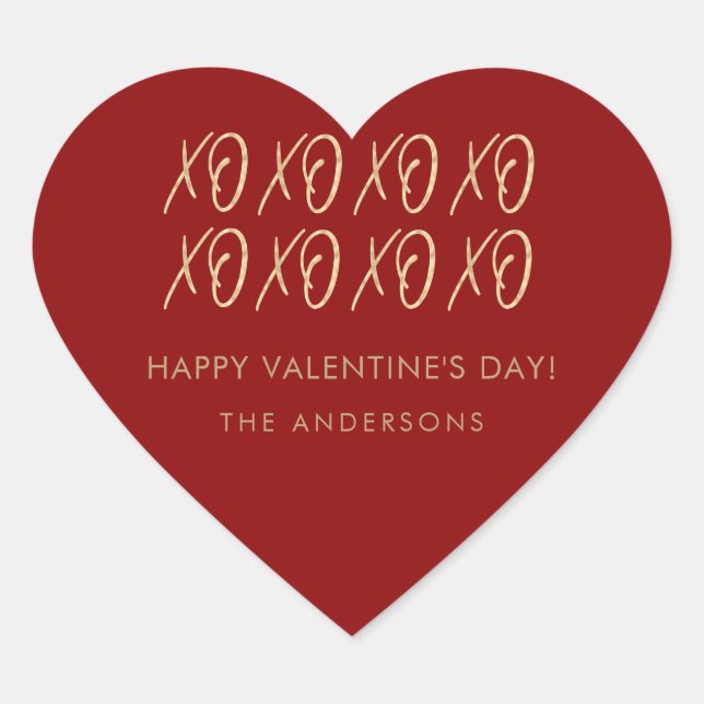 Valentinas XOXO Red Imitats Gold Herz-Aufkleber (Vorderseite)