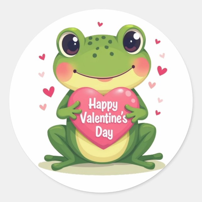 Valentinatfrosch Runder Aufkleber (Vorderseite)