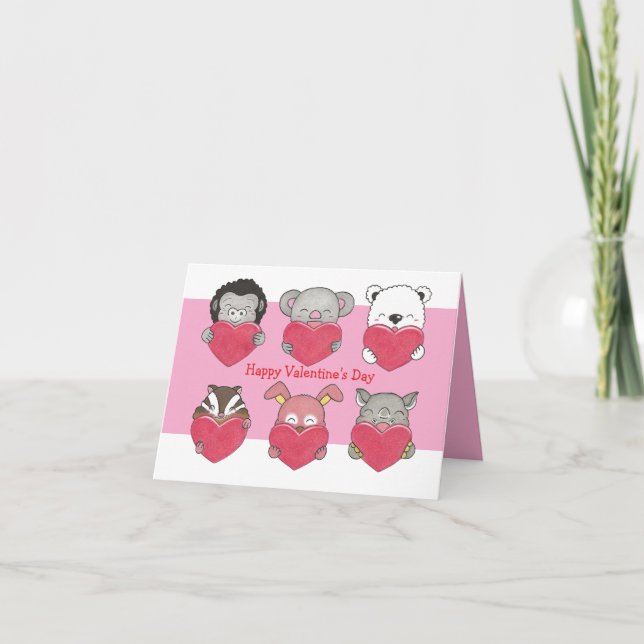 Valentinaustauschkarte für Tiere Karte (Vorderseite)