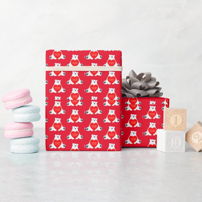 Valentinbär mit Herz Geschenkpapier (Babyparty)