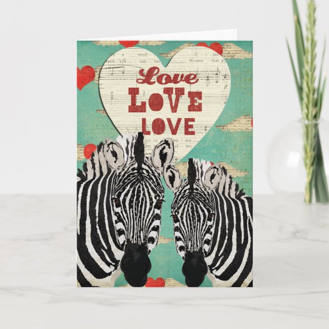 Valentincard Zebras Heart Valentine Feiertagskarte (Vorderseite)